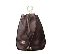 KADSXIYA Elegante cuero vacuno para llavero, monedero con cordón para funda, Café