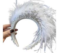 KADSXIYA Elegante diadema con letras 3D y detalle de plumas, diadema de compromiso