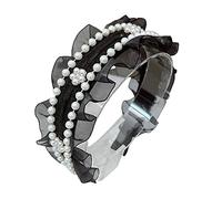 KADSXIYA Elegante diadema de encaje con volantes y perlas para espectáculos de eventos especiales