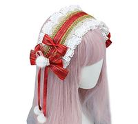 KADSXIYA Lolita - Diadema elegante con forma de pompón y encaje plisado para cosplay
