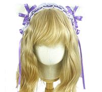 KADSXIYA Lolita Diadema elegante para orejas de gato con encaje plisado para Cospla
