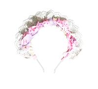 KADSXIYA Lolita - Diadema elegante y colorida con lazo para el pelo con encaje plisado para cosplay