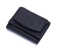 KADSXIYA Monedero de cuero con bloqueo de moda para mujer, cartera corta para tarjetas de crédito, monedero triple para niñas y señoras, bolsa de dinero con cierre, Negro -