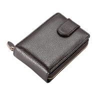 KADSXIYA Portatarjetas de crédito con bloqueo de moda para estuche, bolsillo con cremallera, organizador, Marrón