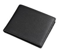 KADSXIYA Sofisticada cartera de cuero para hombre con bloqueo de monedas y tarjetas de visita, Cuero liso negro