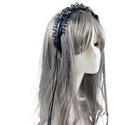 KADSXIYA Sweet Hair Hoop - Diadema de maquillaje para niñas, elegante borla plisada con cordones para decoración del cabello