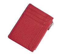 KADSXIYA Tarjetero portátil con ranura para licencia y monedero, cartera delgada, ideal para hombres, Rojo -