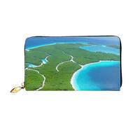 KadUe An Island in The Ocean - Cartera de piel para mujer, múltiples compartimentos para tarjetas y tarjetas de crédito, Black, Talla única, Contemporáneo