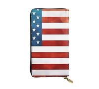 KadUe Cartera de cuero vintage con bandera de Estados Unidos para mujer, múltiples compartimentos para tarjetas y tarjetas de crédito en efectivo, Black, Talla única, Contemporáneo