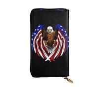 KadUe Cartera de piel con águila patriótica de la bandera de Estados Unidos para mujer, múltiples compartimentos para tarjetas y dinero en efectivo, tarjetas de crédito, Black, Talla única,