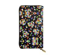 KadUe Cartera de piel con diseño de corazón para concienciación sobre el autismo, múltiples compartimentos para tarjetas y tarjetas de crédito en efectivo, Black, Talla única, Contemporáneo