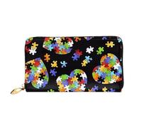 KadUe Cartera de piel con diseño de corazón para concienciación sobre el autismo, múltiples compartimentos para tarjetas y tarjetas de crédito en efectivo, Black, Talla única, Contemporáneo