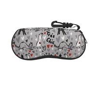 KadUe Estuche suave negro dorado ultra ligero de neopreno con cremallera, estuche portátil para gafas con cremallera, Hurones modelo de moda francesa, Talla única