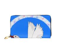 KadUe Flying White Goose - Cartera de piel de ganso para mujer, múltiples compartimentos para tarjetas y tarjetas de crédito, Black, Talla única, Contemporáneo