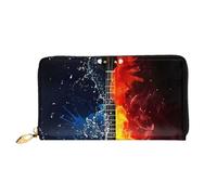 KadUe Ice and Fire - Cartera de piel con diseño de guitarra para mujer, múltiples compartimentos para tarjetas y tarjetas de crédito, Black, Talla única, Contemporáneo