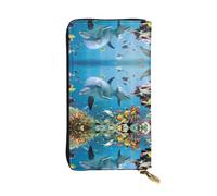 KadUe Ocean Dolphin Looking at You - Cartera de piel para mujer, múltiples compartimentos para tarjetas y dinero en efectivo, tarjetas de crédito, Black, Talla única, Contemporáneo