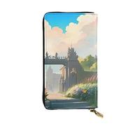 KadUe Outside The Castle Gate - Cartera de piel para mujer, múltiples compartimentos para tarjetas y dinero en efectivo, tarjetas de crédito, Black, Talla única, Contemporáneo