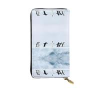 KadUe Penguins On The Iceberg - Cartera de piel para mujer, con múltiples compartimentos para tarjetas y dinero en efectivo, tarjetas de crédito, Black, Talla única, Contemporáneo