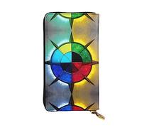 KadUe Shine in All Directions - Cartera de piel para mujer, múltiples compartimentos para tarjetas y dinero en efectivo, tarjetas de crédito, Black, Talla única, Contemporáneo