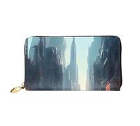 KadUe The City On The Water - Cartera de piel para mujer, múltiples compartimentos para tarjetas y tarjetas de crédito, Black, Talla única, Contemporáneo