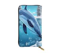 KadUe Winter The Dolphin - Cartera de piel para mujer, múltiples compartimentos para tarjetas y dinero en efectivo, tarjetas de crédito, Black, Talla única, Contemporáneo