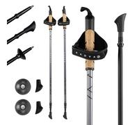 KADVA Bastones de Marcha nórdica ARUKU en Negro, tamaño Ajustable 83-135 cm, Sistema de Bloqueo Giratorio para Estabilidad y Seguridad, reducción de Vibraciones con Sistema antichoque de Resistencia
