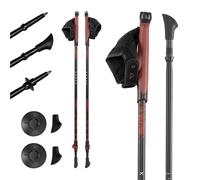 KADVA Bastones de Marcha nórdica HALNA en Rojo, tamaño Ajustable 84-135 cm, Sistema de Bloqueo rápido para una fijación Estable y Segura del Mango de Polipropileno Resistente y TPR