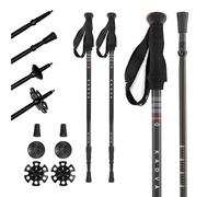 KADVA Bastones de Trekking SAJAMA en Color Rojo, tamaño Ajustable 65-135 cm, Mango de Polipropileno, TPR y Espuma EVA para Mayor Comodidad al Usuario, Bastones de Aluminio, robustos y Resistentes a