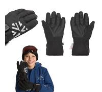 KADVA Mountain Flow - Guantes de invierno para niños, impermeables y resistentes al viento, Softshell y piel sintética, color negro junior, para esquí y trineo (L/XL)