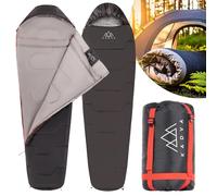 KADVA Mumio R - Saco de Dormir de Camping (230 x 80 cm, con Capucha, Temperatura de Confort, 4 Grados, Ideal para el Invierno, Alta retención de Calor, tecnología Ripstop), Color Negro
