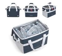 KADVA Picnicer - Nevera Plegable para Camping, 30 L, Color Azul Marino con | Caja enfriadora plegable para picnic con tapa como mesa, aislamiento de PEVA, correa de transporte y bolsas de malla