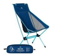 KADVA Silla de Camping Sego Mid en Color Azul, 61 x 70 x 98 cm, Plegable, Ultraligera, 1,5 kg, Marco de Silla de Aluminio, Material 100% poliéster, con cojín Suave en Respaldo Alto, Asiento