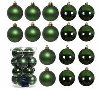 KAE 16 bolas de Navidad de cristal, 8 cm (verde - verde pino), decoración para árbol de Navidad