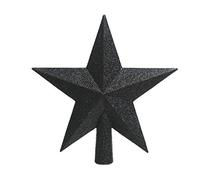 KAE Punta de árbol de Navidad de plástico con Purpurina, 19 cm, Punta de árbol de Navidad, Color Negro