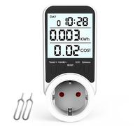 KAEFUYS Medidor de consumo eléctrico medidor de consumo electrico 3680 W/16 A medidor consumo electrico con pantalla LCD 7 modos de monitoreo protección de sobrecarga, para Refrigerador Lavadora TV
