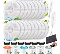 KAEGREEL 27 Piezas Filtro de Fuente de Agua para Gatos, Filtros Fuente Gatos 18 Reemplazo Redondo de Repuesto Mascotas Filtros Perro/Gato Agua, 6 Esponjas Triple Acción con Resina Carbón Activado