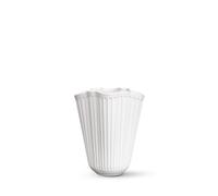 KÄHLER Hammershøi Unfold Jarrón de 16,5 cm, Blanco, florero de tulipán de cerámica con Estructura Acanalada, jarrón de diseño Moderno para Flores y decoración