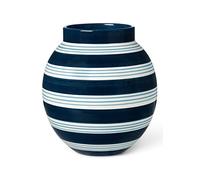 Kähler Jarrón H20.5 cm Omaggio Nuovo para Flores con Rayas pintadas a Mano, Azul