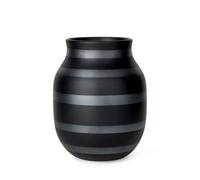 KÄHLER Omaggio Jarrón de 20 cm, Negro, de cerámica con Rayas pintadas a Mano, diseño florero de 16 cm de diámetro, para decoración Moderna del salón