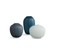 Kähler jarrones en Miniatura 3 pcs. Hammershøi Diseño danés Hecho a Mano, Verde