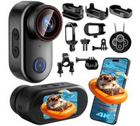 Kaelera Camara Deportiva 4K, Mini Cámara de Acción WiFi, 140° Pequeña Videocámara de Casco Cámara Corporal Larga Duración con Varios Accesorios para Bici Moto Aire Libre
