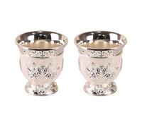 Kaeltsyn 2 vasos de chupito metálicos en miniatura con flor intrincada para bourbons y brandy para el hogar