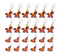 Kaeltsyn 24 llaveros de caballos rojos, colgantes de año nuevo del zodíaco chino, amuleto de la suerte, adornos colgantes, suministros de fiesta, regalo para la familia, estatuilla de caballo pequeño