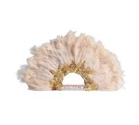 Kaeltsyn Abanico de boda con plumas con de fácil agarre y plumas para ceremonia de novia Ocasiones especiales Sesiones de fotos Accesorios Abanico para actuaciones en escenario