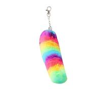 Kaeltsyn Adorno de felpa de cola de arco iris, encantador, cadena de piel sintética, para colgar en la mochila, accesorio de bolso, regalo para mujeres y niñas, bonito llavero colgante para