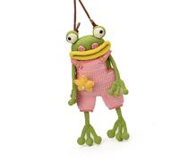 Kaeltsyn Bolso cruzado de punto con diseño de ranas de ganchillo, correa ajustable y fácil de abrir, almacenamiento esencial de ganchillo, b