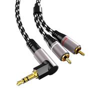 Kaeltsyn Cable auditivo de 3,5 mm macho a 2RCA macho, cable blindado de alta fidelidad para amplificadores, barras de sonido y subwoofer, cable blindado para amplificadores, barras de sonido y