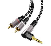 Kaeltsyn Cable auditivo resistente de 3,5 mm a 2 RCA con punta de conectores dorados para transmisión de música clara, línea de video, cable de sonido complementario