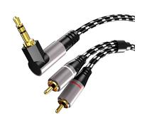 Kaeltsyn Cable auditivo resistente de 3,5 mm a 2 RCA con punta de conectores dorados para transmisión de música clara, línea de video, cable de sonido complementario