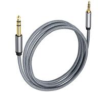 Kaeltsyn Cable estéreo trenzado seguro de 1/4 pulgadas macho a macho de 1/8 pulgadas para equipo auditivo, cable de conexión de sonido, cable de procesador